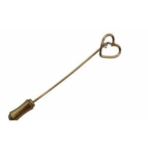 Vintage Heart Stick Pin 2 1/8" Costume Jewelry Estate Small CZ Petite
